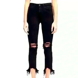 L’AGENCE Distressed High-Rise Ankle-Crop Skinny Jeans